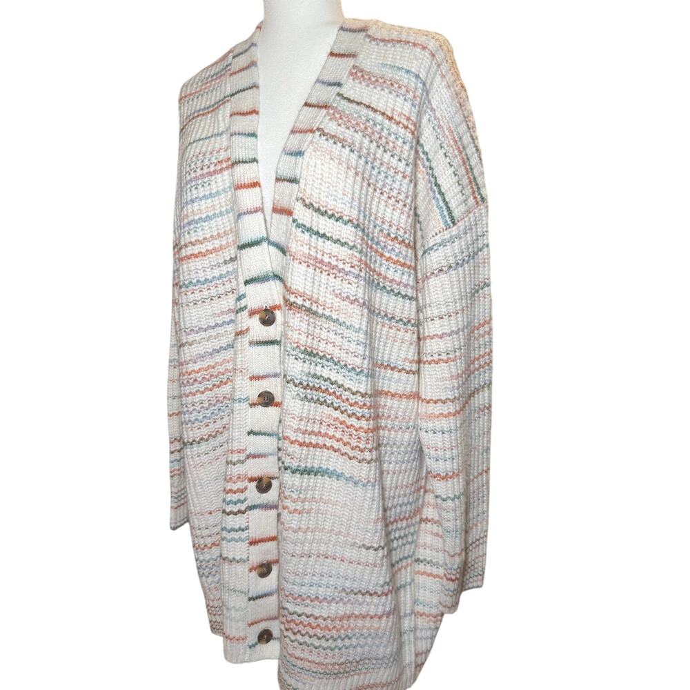 Caslon Multicolor Striped Oversized Long Cardigan Sweater, Plus Size 3X, NWT